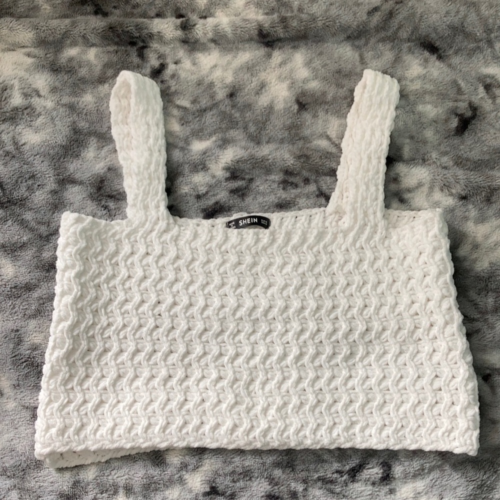 White Knit Crop Top